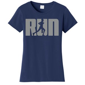 Silhouette Run Design For Runner Marathon Graphic Running Women's T-Shirt