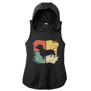 Square Retro Dachshund Owner Gift Dog Parent Dad Doxie Mom Ladies PosiCharge Tri-Blend Wicking Draft Hoodie Tank