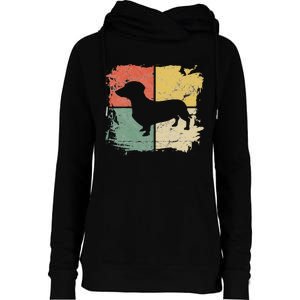 Square Retro Dachshund Owner Gift Dog Parent Dad Doxie Mom Womens Funnel Neck Pullover Hood