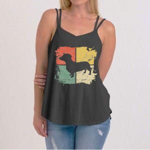 Square Retro Dachshund Owner Gift Dog Parent Dad Doxie Mom Women's Strappy Tank