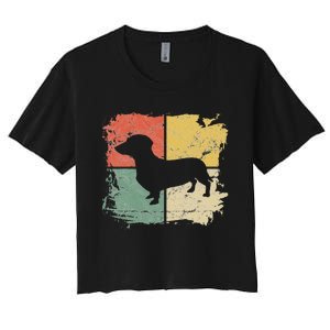 Square Retro Dachshund Owner Gift Dog Parent Dad Doxie Mom Women's Crop Top Tee