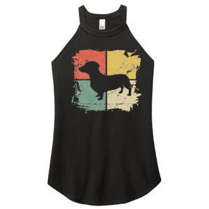 Square Retro Dachshund Owner Gift Dog Parent Dad Doxie Mom Women's Perfect Tri Rocker Tank