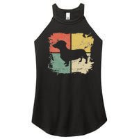 Square Retro Dachshund Owner Gift Dog Parent Dad Doxie Mom Women's Perfect Tri Rocker Tank