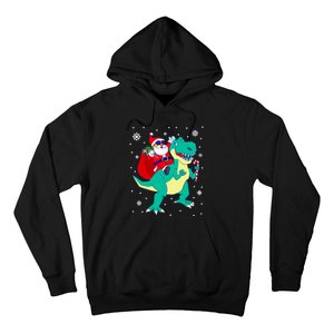 Santa Riding Dinosaur Christmas T Rex Rawr Boy Gift Hoodie