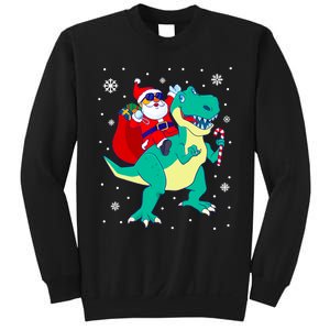 Santa Riding Dinosaur Christmas T Rex Rawr Boy Gift Sweatshirt