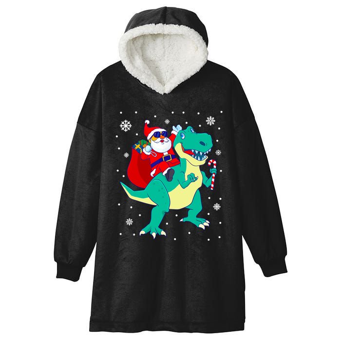 Santa Riding Dinosaur Christmas T Rex Rawr Boy Gift Hooded Wearable Blanket