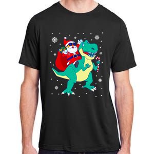 Santa Riding Dinosaur Christmas T Rex Rawr Boy Gift Adult ChromaSoft Performance T-Shirt