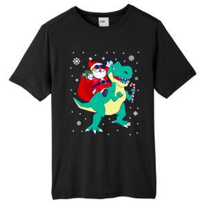 Santa Riding Dinosaur Christmas T Rex Rawr Boy Gift Tall Fusion ChromaSoft Performance T-Shirt