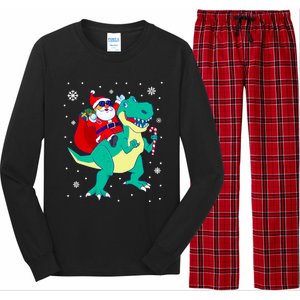 Santa Riding Dinosaur Christmas T Rex Rawr Boy Gift Long Sleeve Pajama Set