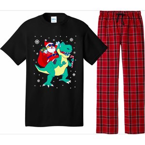 Santa Riding Dinosaur Christmas T Rex Rawr Boy Gift Pajama Set