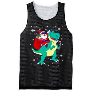 Santa Riding Dinosaur Christmas T Rex Rawr Boy Gift Mesh Reversible Basketball Jersey Tank