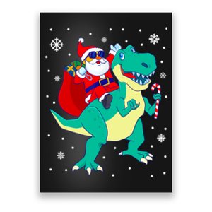 Santa Riding Dinosaur Christmas T Rex Rawr Boy Gift Poster