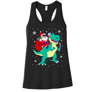 Santa Riding Dinosaur Christmas T Rex Rawr Boy Gift Women's Racerback Tank