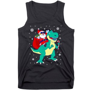 Santa Riding Dinosaur Christmas T Rex Rawr Boy Gift Tank Top