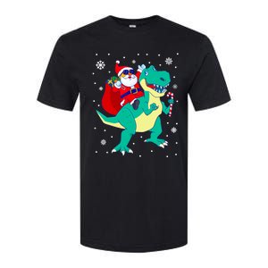 Santa Riding Dinosaur Christmas T Rex Rawr Boy Gift Softstyle CVC T-Shirt