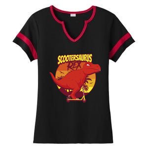 Scootersaurus Rex Dinosaur Ladies Halftime Notch Neck Tee