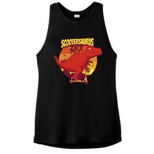 Scootersaurus Rex Dinosaur Ladies PosiCharge Tri-Blend Wicking Tank