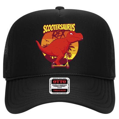 Scootersaurus Rex Dinosaur High Crown Mesh Back Trucker Hat