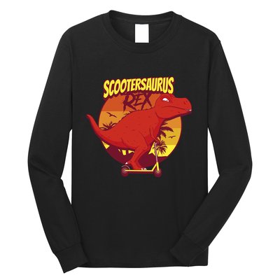 Scootersaurus Rex Dinosaur Long Sleeve Shirt