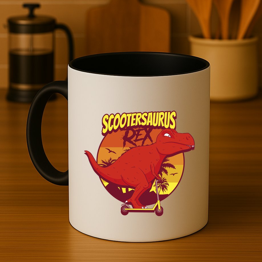 Scootersaurus Rex Dinosaur Mug