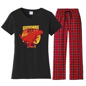 Scootersaurus Rex Dinosaur Women's Flannel Pajama Set