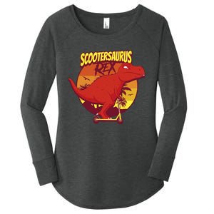 Scootersaurus Rex Dinosaur Women's Perfect Tri Tunic Long Sleeve Shirt