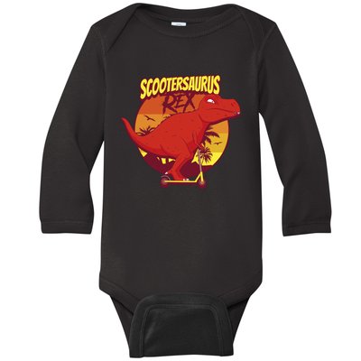 Scootersaurus Rex Dinosaur Baby Long Sleeve Bodysuit