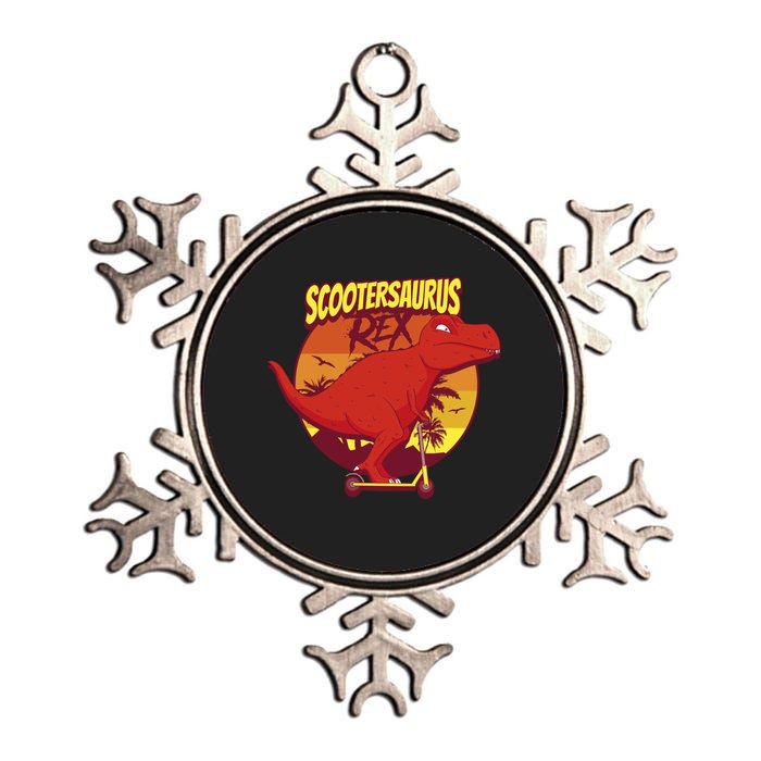 Scootersaurus Rex Dinosaur Metallic Star Ornament