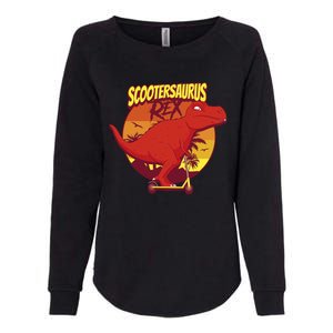 Scootersaurus Rex Dinosaur Womens California Wash Sweatshirt