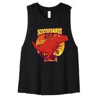 Scootersaurus Rex Dinosaur Women's Racerback Cropped Tank