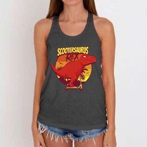 Scootersaurus Rex Dinosaur Women's Knotted Racerback Tank