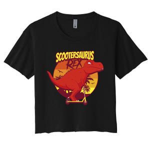 Scootersaurus Rex Dinosaur Women's Crop Top Tee