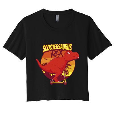 Scootersaurus Rex Dinosaur Women's Crop Top Tee