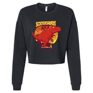 Scootersaurus Rex Dinosaur Cropped Pullover Crew