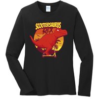 Scootersaurus Rex Dinosaur Ladies Long Sleeve Shirt