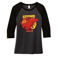 Scootersaurus Rex Dinosaur Women's Tri-Blend 3/4-Sleeve Raglan Shirt