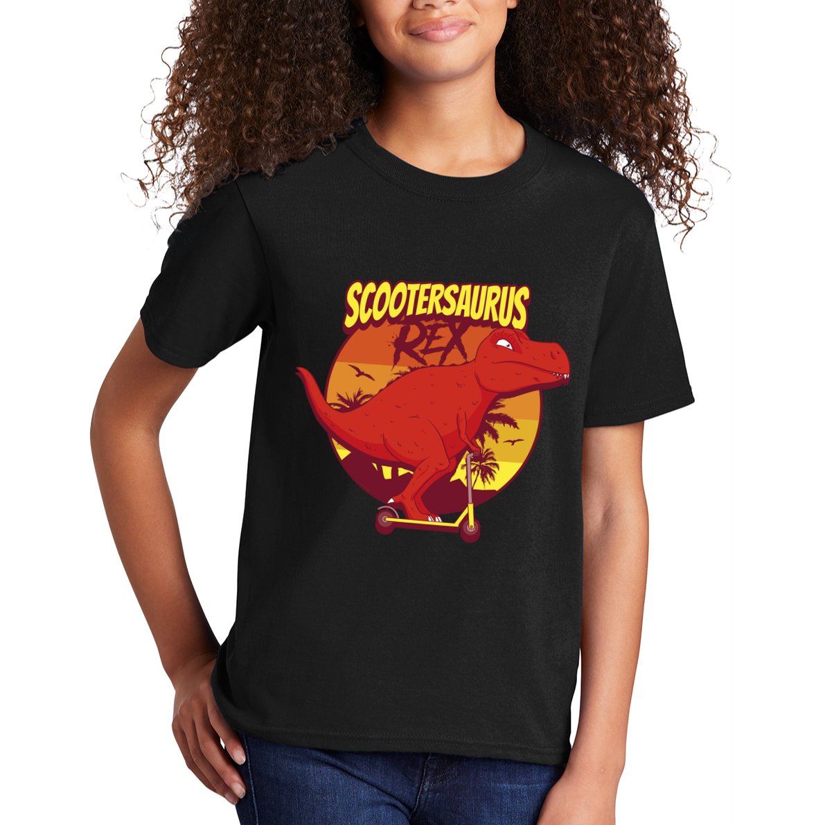 Scootersaurus Rex Dinosaur Kids T-Shirt