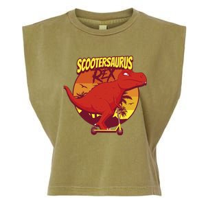 Scootersaurus Rex Dinosaur Garment-Dyed Women's Muscle Tee