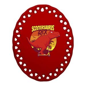 Scootersaurus Rex Dinosaur Ceramic Oval Ornament