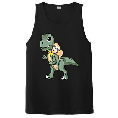 Sloth Riding Dinosaur Autism Awareness Cute Trex Puzzle Gift PosiCharge Competitor Tank