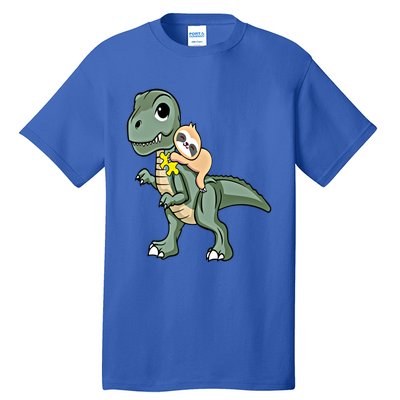 Sloth Riding Dinosaur Autism Awareness Cute Trex Puzzle Gift Tall T-Shirt