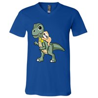 Sloth Riding Dinosaur Autism Awareness Cute Trex Puzzle Gift V-Neck T-Shirt