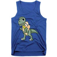 Sloth Riding Dinosaur Autism Awareness Cute Trex Puzzle Gift Tank Top