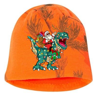 Santa Riding Dinosaur T rex Deer Christmas Kati - Camo Knit Beanie