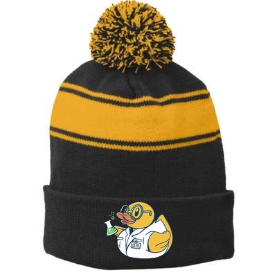 Scientist Rubber Duck Chemist Stripe Pom Pom Beanie