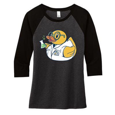 Scientist Rubber Duck Chemist Women's Tri-Blend 3/4-Sleeve Raglan Shirt