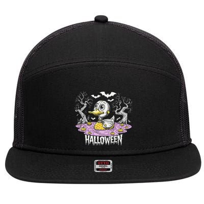 Spooky Rubber Duck Halloween Custome Cool Duckling Lover 7 Panel Mesh Trucker Snapback Hat