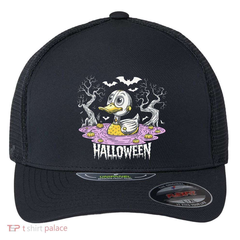Spooky Rubber Duck Halloween Custome Cool Duckling Lover Flexfit Unipanel Trucker Cap