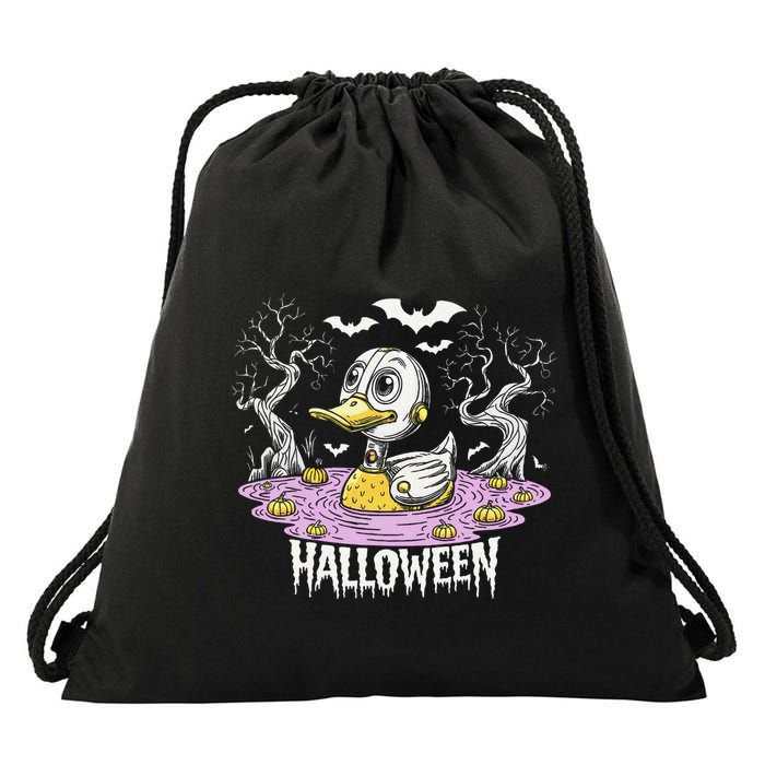 Spooky Rubber Duck Halloween Custome Cool Duckling Lover Drawstring Bag