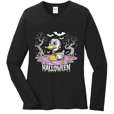 Spooky Rubber Duck Halloween Custome Cool Duckling Lover Ladies Long Sleeve Shirt